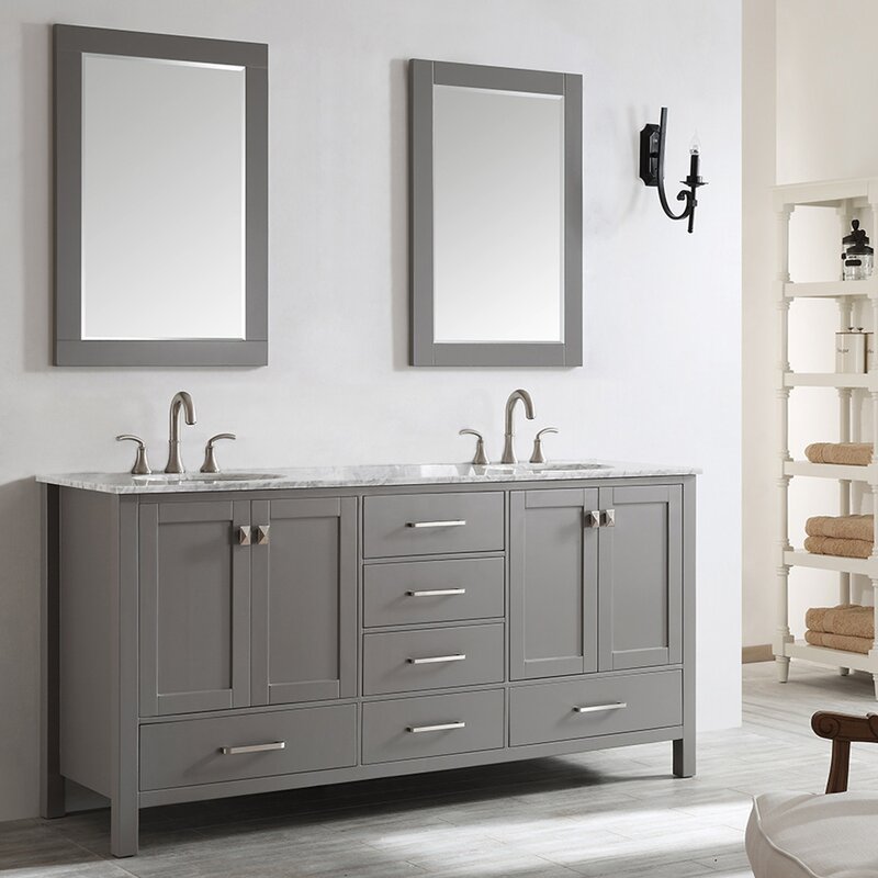 Beachcrest Home Newtown 72" Double Vanity Set with Mirror & Reviews